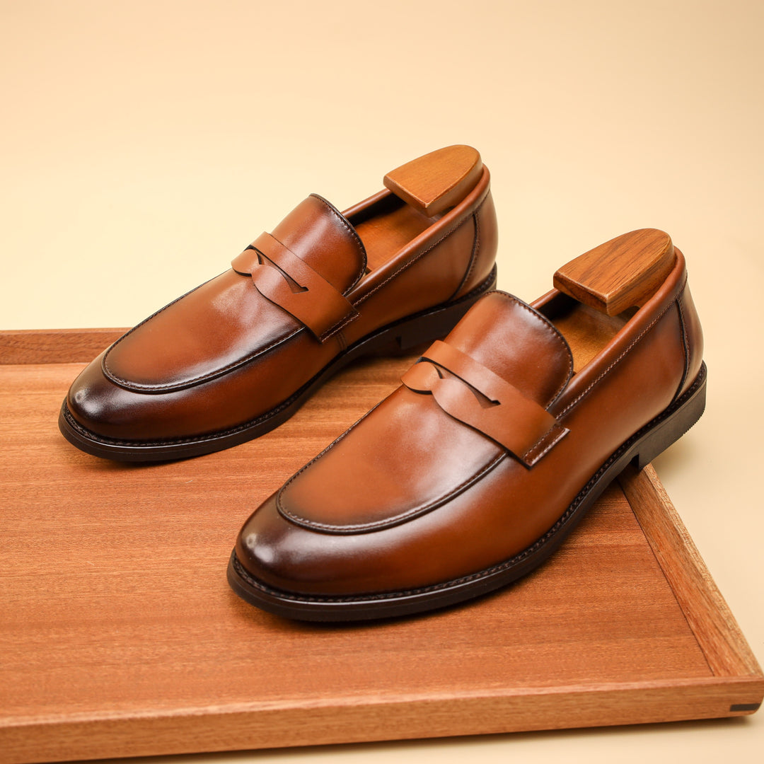 Men's Penny Shoes made of split cow leather