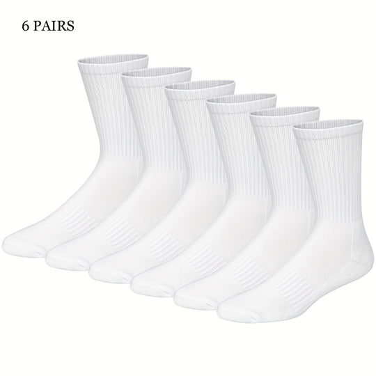 Men's Solid Cotton Short Crew Socks (6 Pairs)