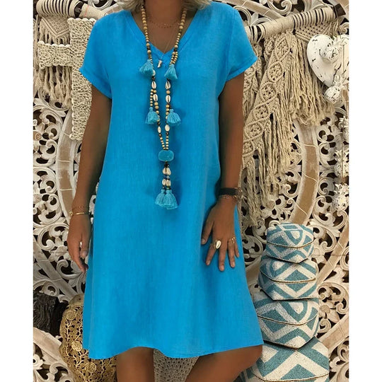 Casual linen midi dress