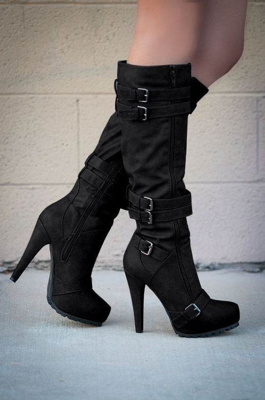 Knee-high platform boots for women