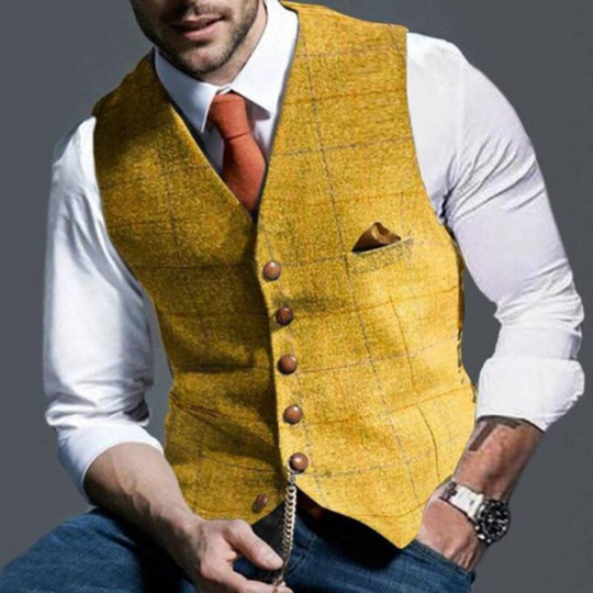 Elegant lightweight check vest for men