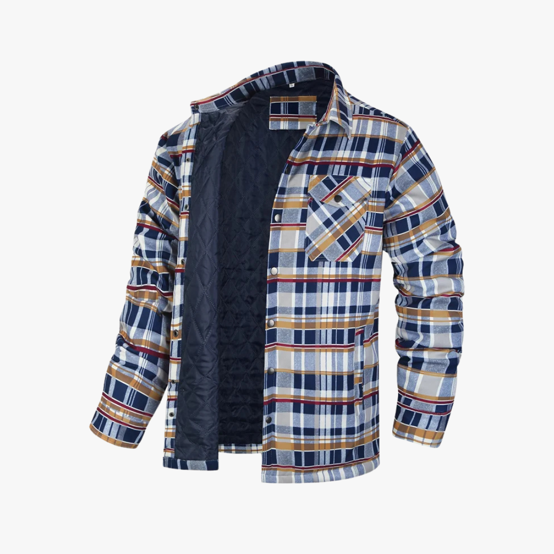 Checkered Quilted Shirt Jacket for Men