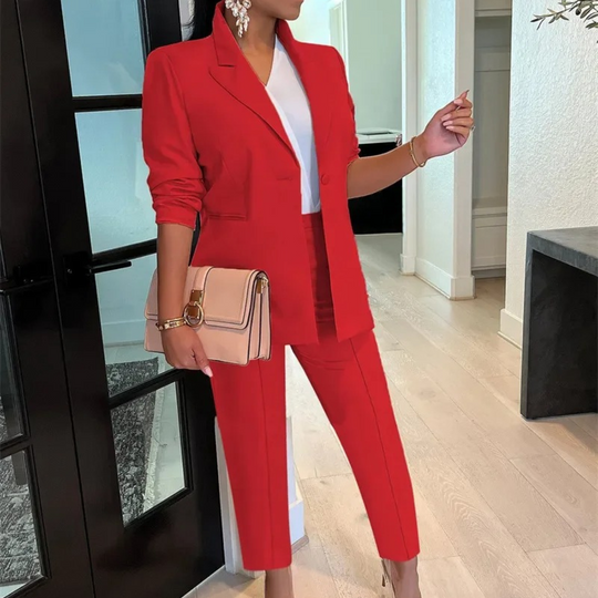 single button blazer and pants set for women