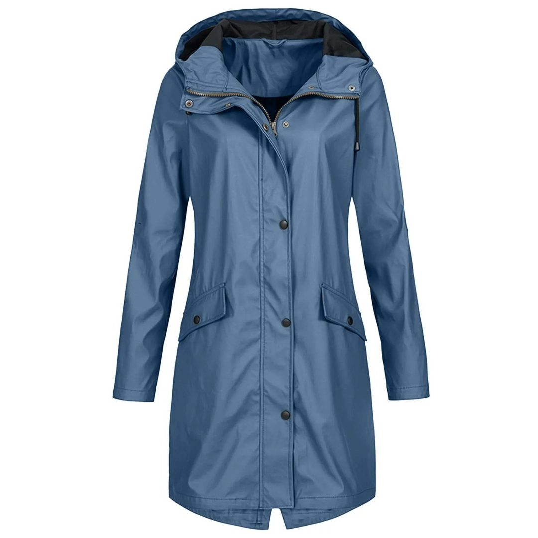 Long windproof trench coat with hood