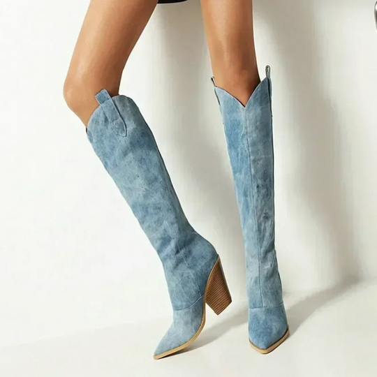 Knee-high women's boots with high heels