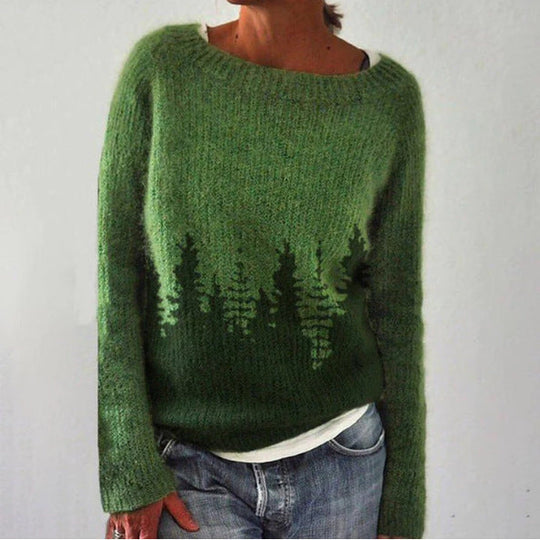 Printed Knitted Sweater for Women