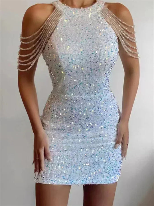 Glitzerkleid mit Trägern