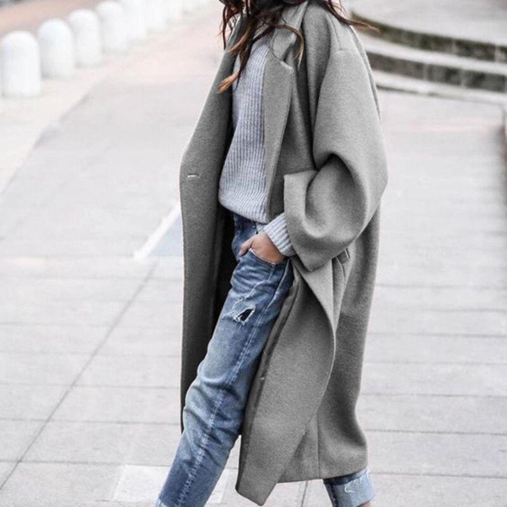 Warm-breasted faux trench coat for women