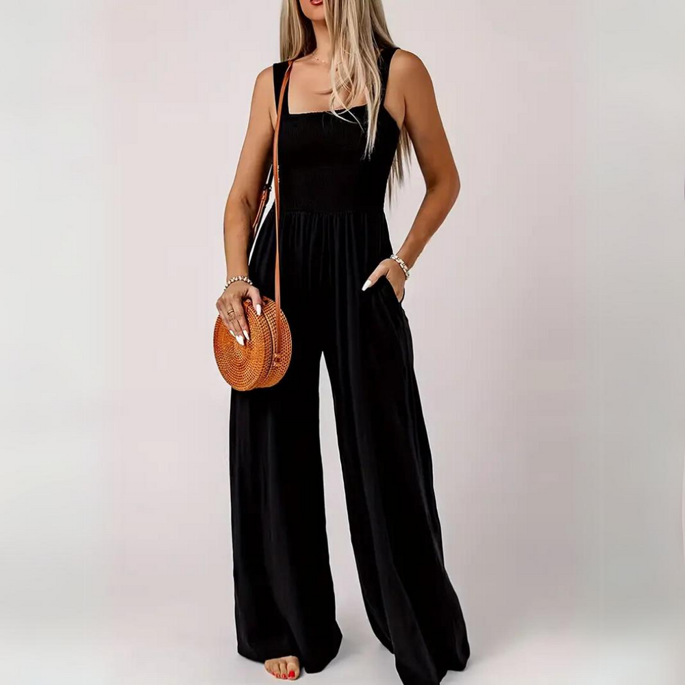 Taillenhoher Jumpsuit mit Taschen für Frauen