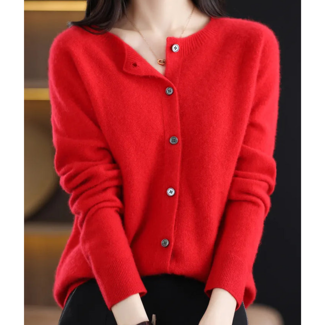 Super soft O-neck cardigan for women