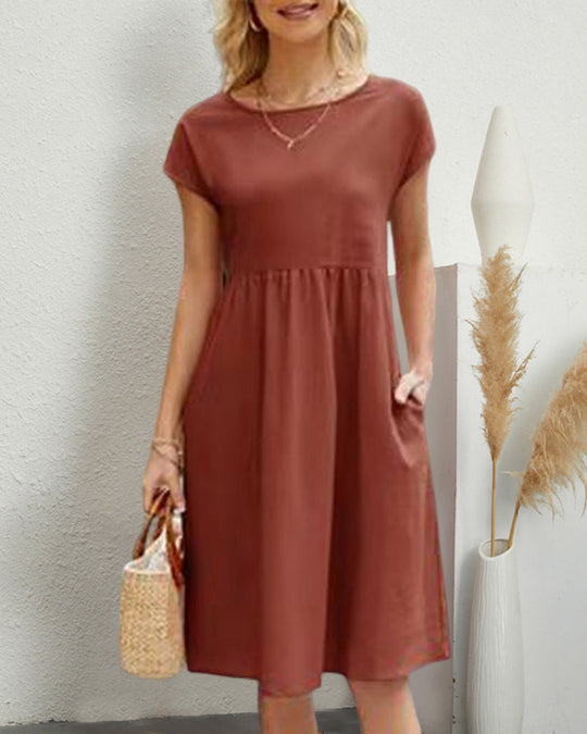 midi dress with round neckline