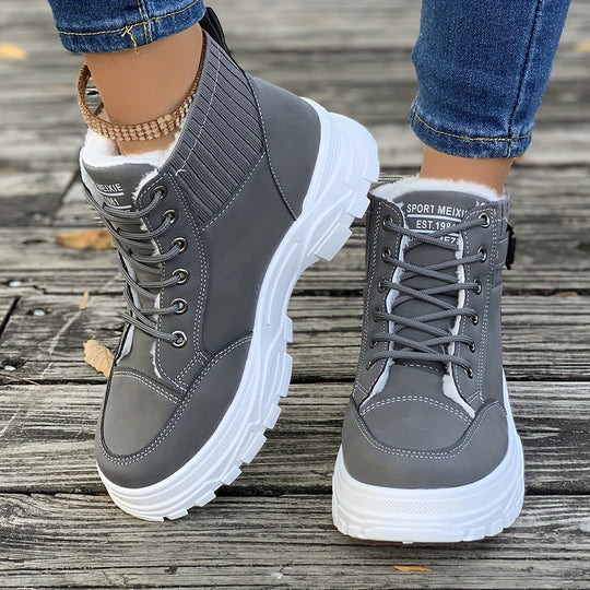 Plush-lined winter sneakers for women