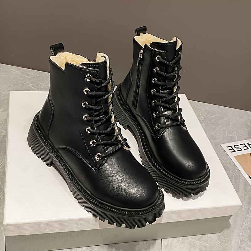 Fleece-lined women's lace-up boots