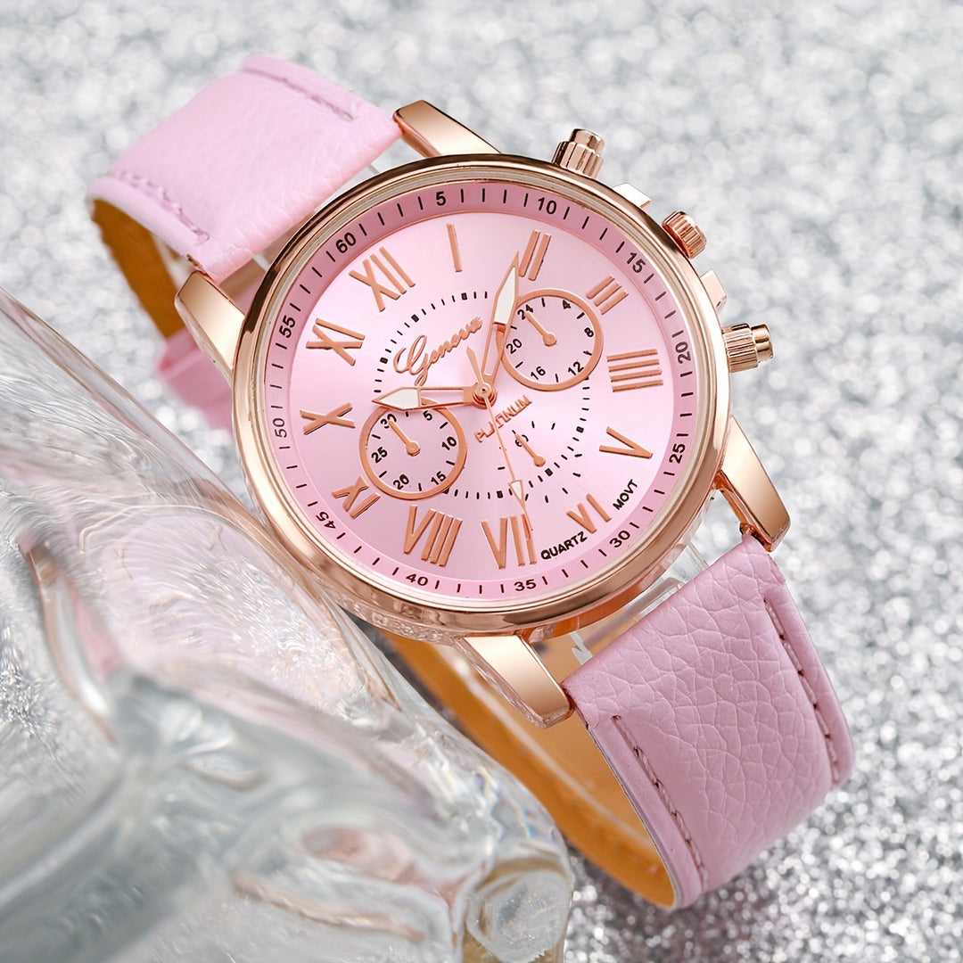 3-piece fashionable Roman round quartz watches