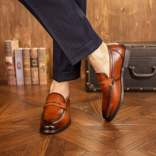 Men's Penny Shoes made of split cow leather