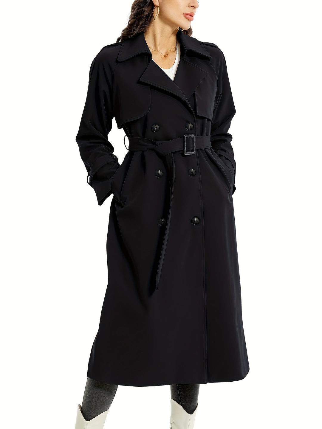 Women's trench coat with double belt