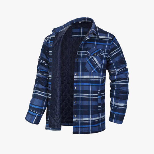 Checkered Quilted Shirt Jacket for Men