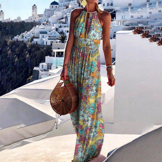 Casual Printed Strap Maxi Dress