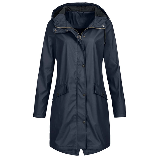 Long windproof trench coat with hood