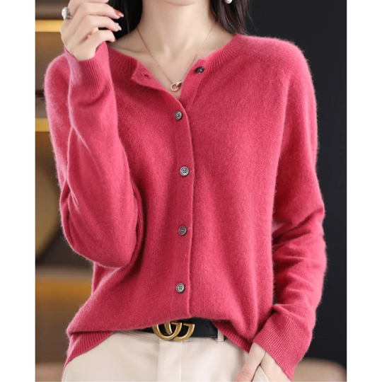 Super soft O-neck cardigan for women