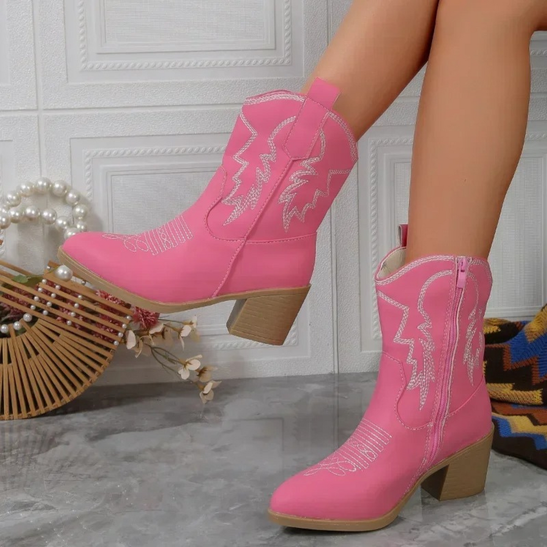 women's cowboy boots with block heel