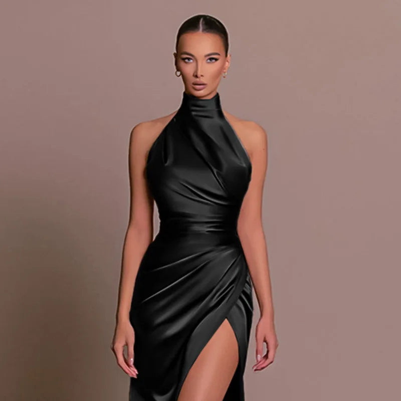 satin cocktail dress without back slit