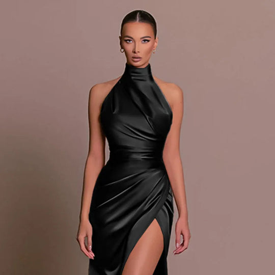 satin cocktail dress without back slit