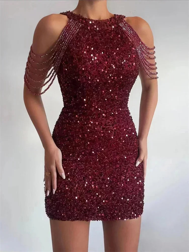 Glitzerkleid mit Trägern