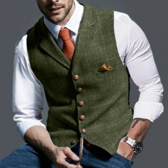 Elegant lightweight check vest for men