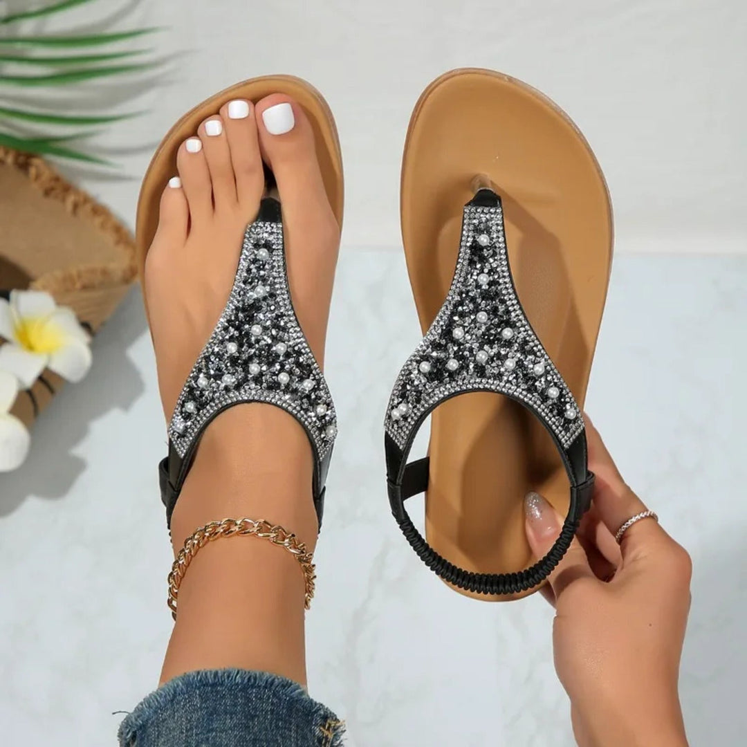 sandals with rock crystals