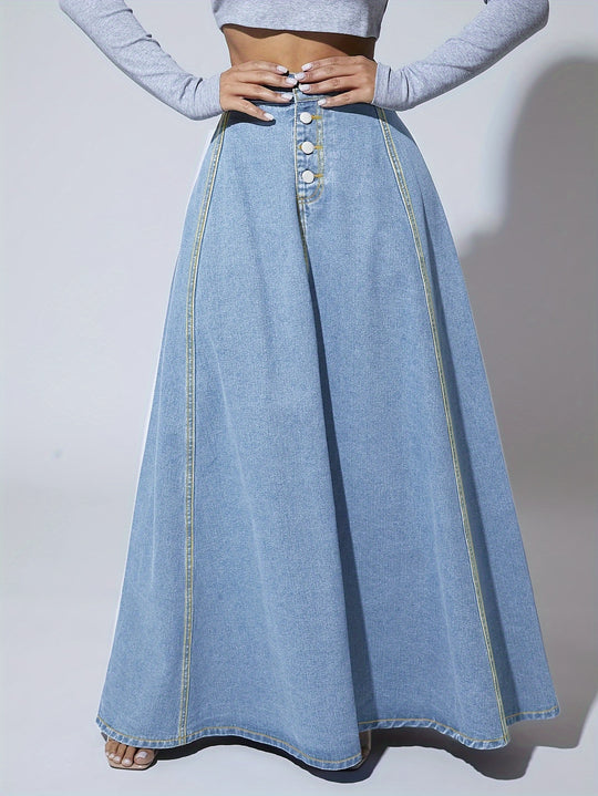 Blue Denim Maxi Skirt for Women