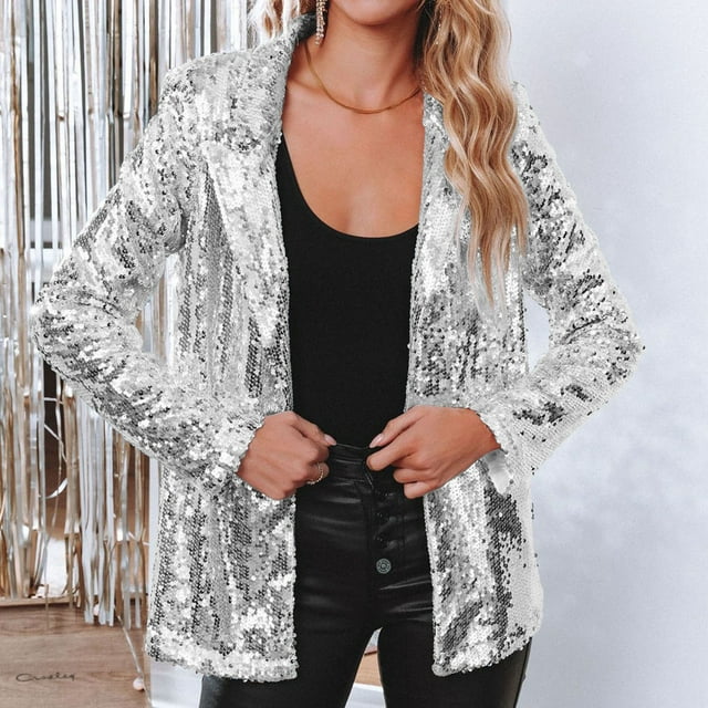 Sequin Blazer for Women with Open Front