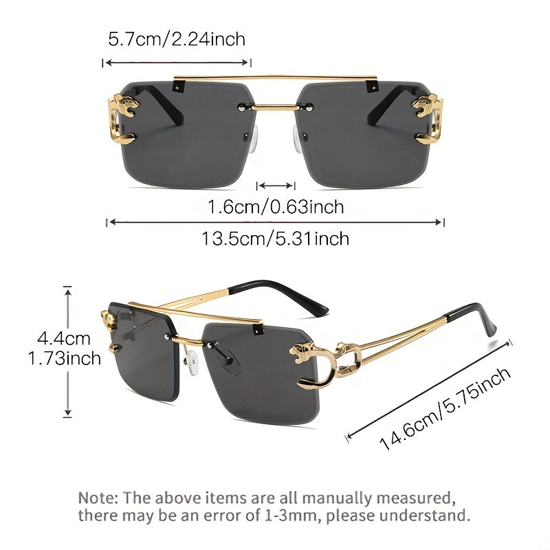 Gold Tiger Head Square Rimless Sunglasses