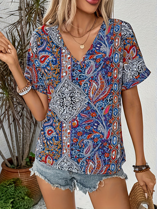 Paisley V-neck blouse