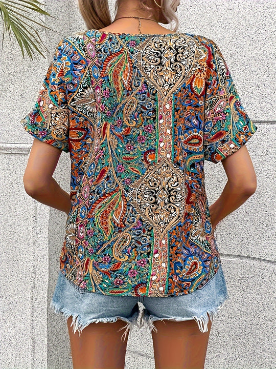 Paisley V-neck blouse