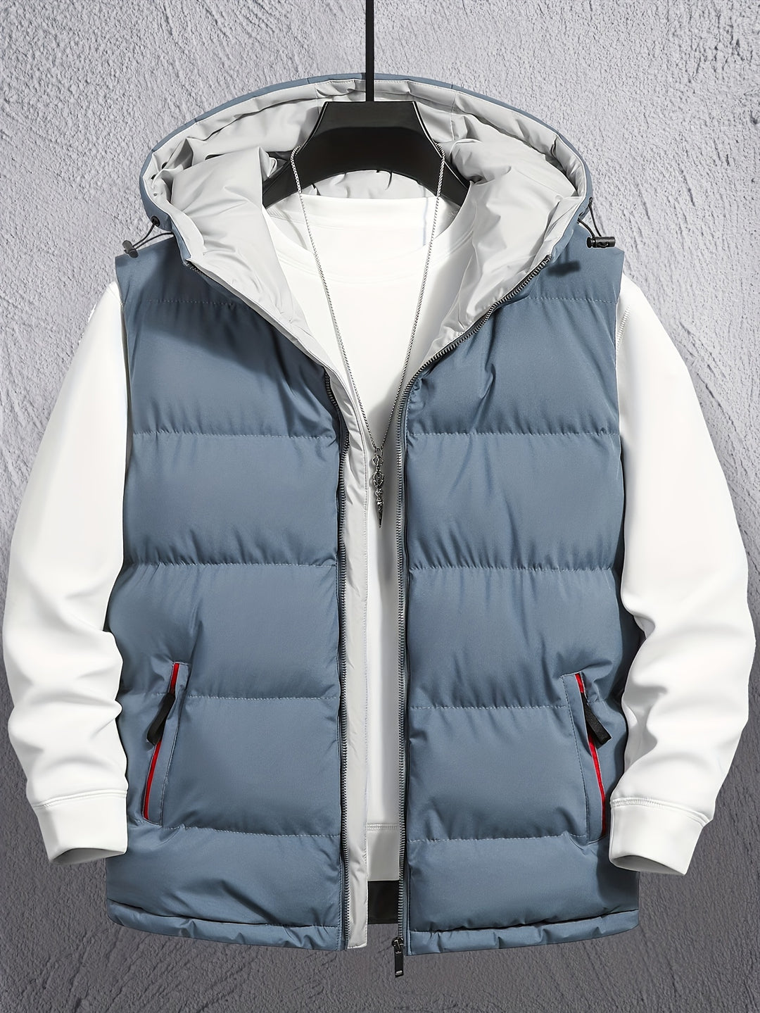 hooded pocket down vest jacket