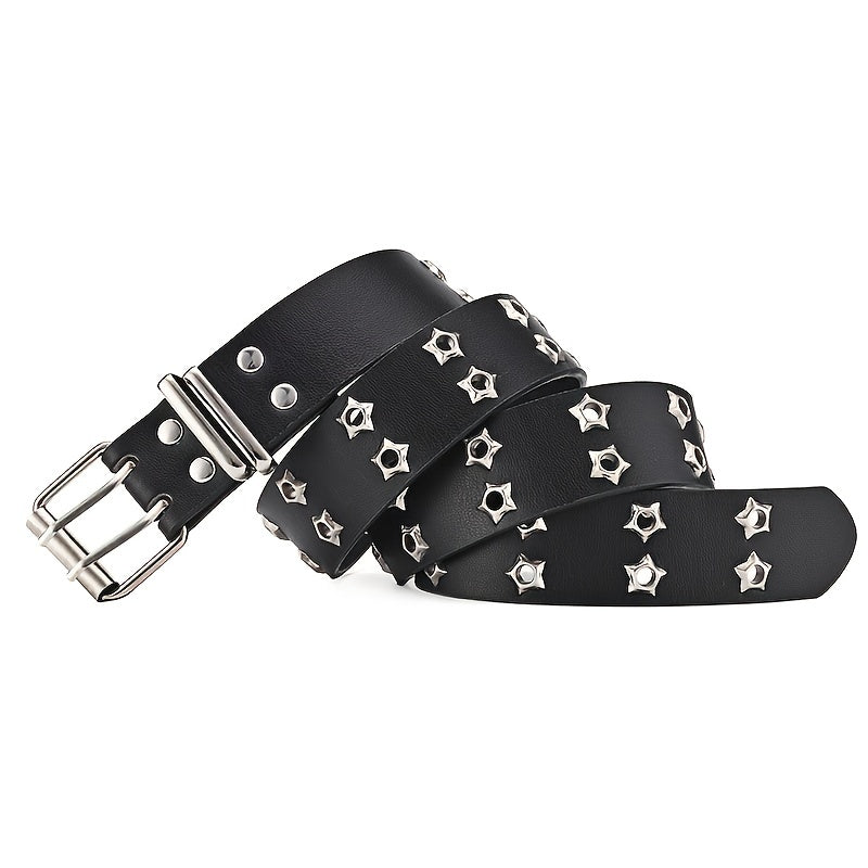 Star Eyelet Double Pin Buckle Gürtel