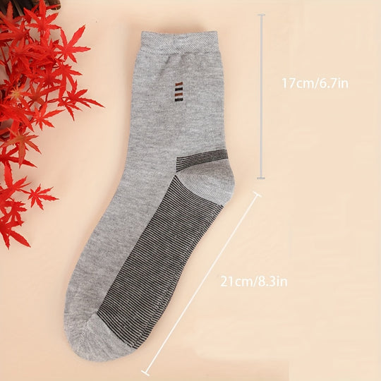 Trendy Classic Solid Crew Socks for Men (5 Pairs)