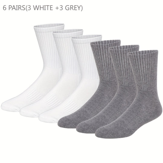 Men's Solid Cotton Short Crew Socks (6 Pairs)