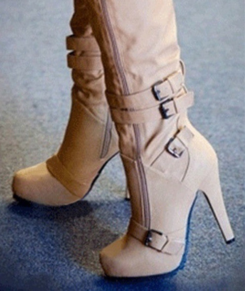 Knee-high platform boots for women