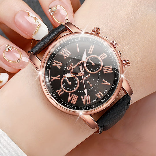 3-piece fashionable Roman round quartz watches