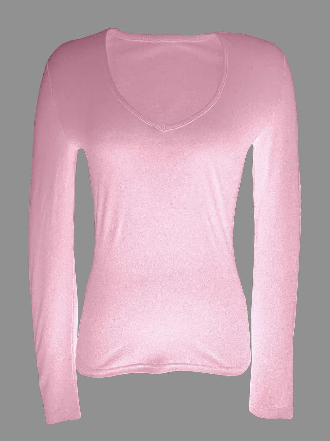 Solid long-sleeved V-neck top