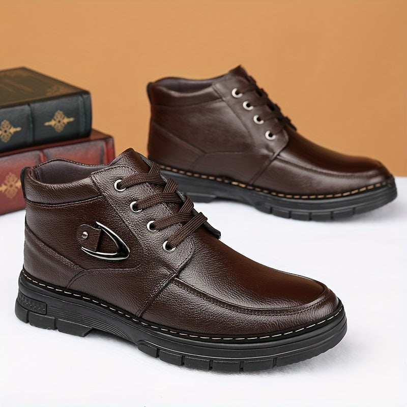 Casual leather ankle boots for men