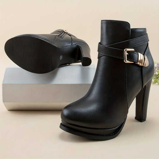 women's buckle boots with heel