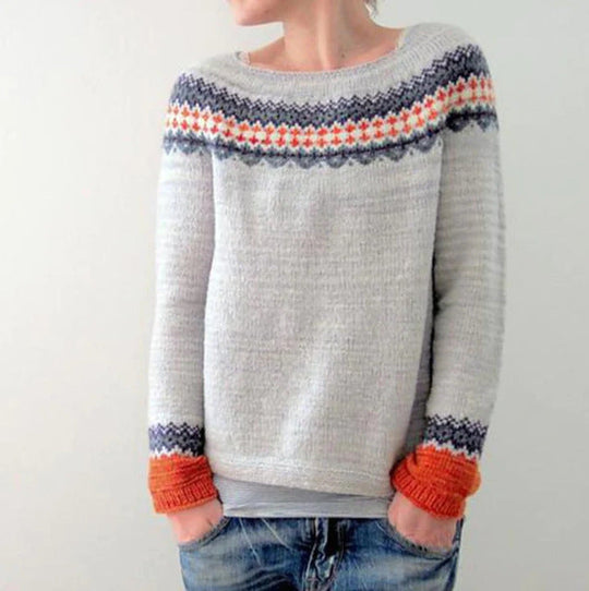 Printed Knitted Sweater for Women