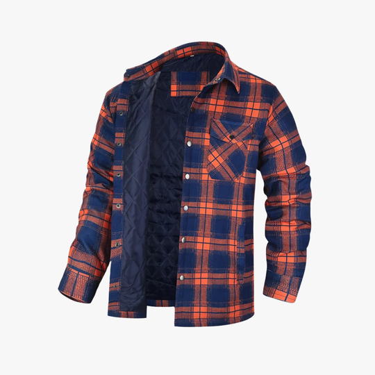 Checkered Quilted Shirt Jacket for Men