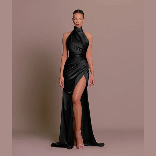 satin cocktail dress without back slit