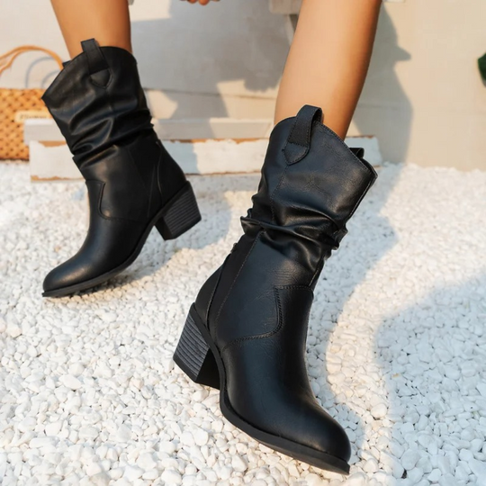 Genuine leather boots with high sole