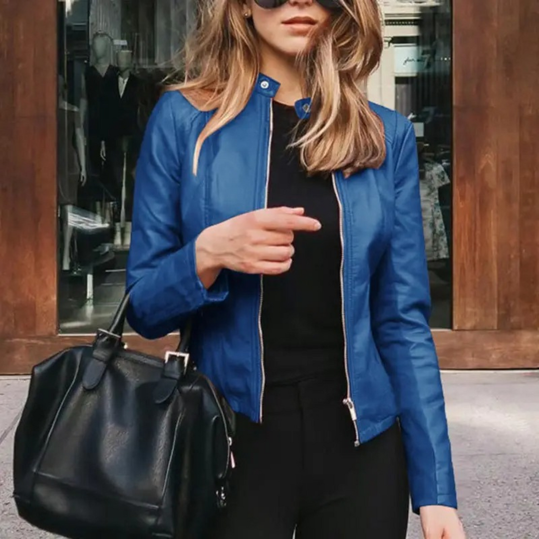 Sport Style Windproof Leather Jacket for Women