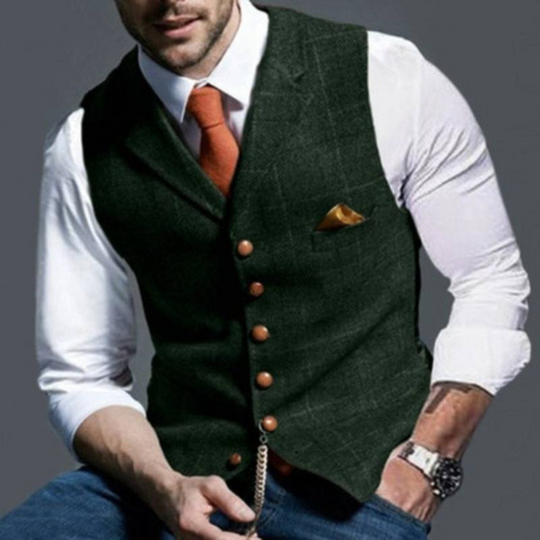 Elegant lightweight check vest for men